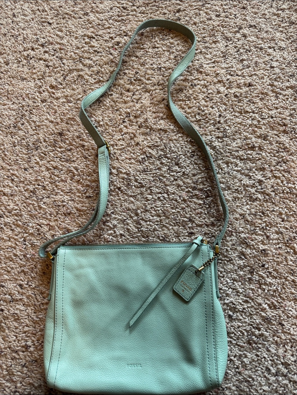 Mint Leather Crossbody Bag - Fossil